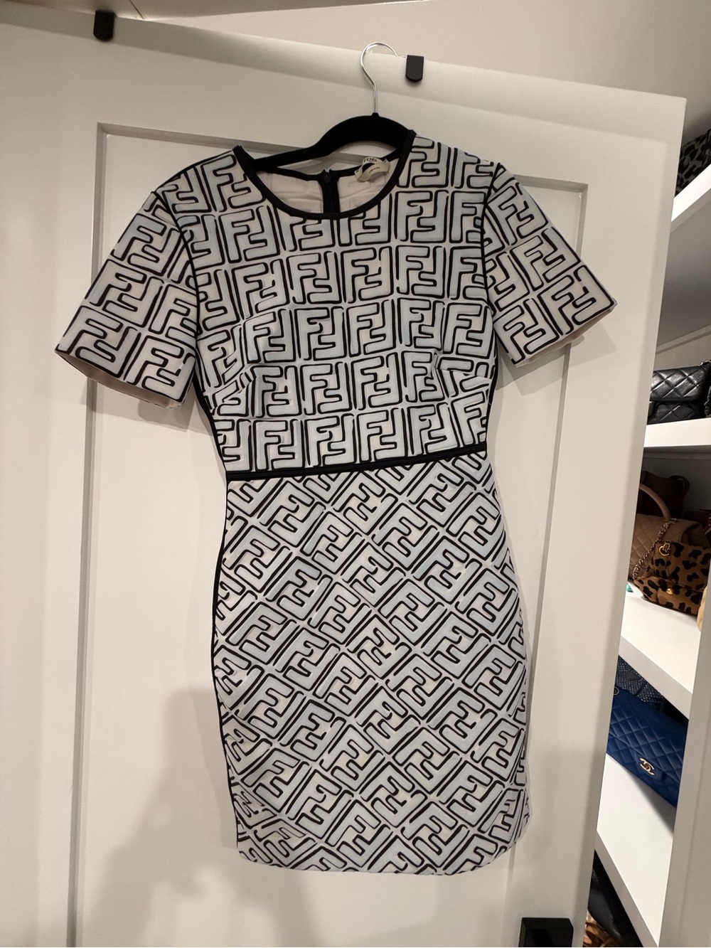 Fendi Black and White Monogram Mini Dress